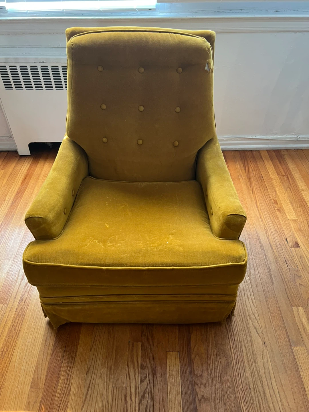 Vintage Mustard Yellow Velvet rocking  Armchair