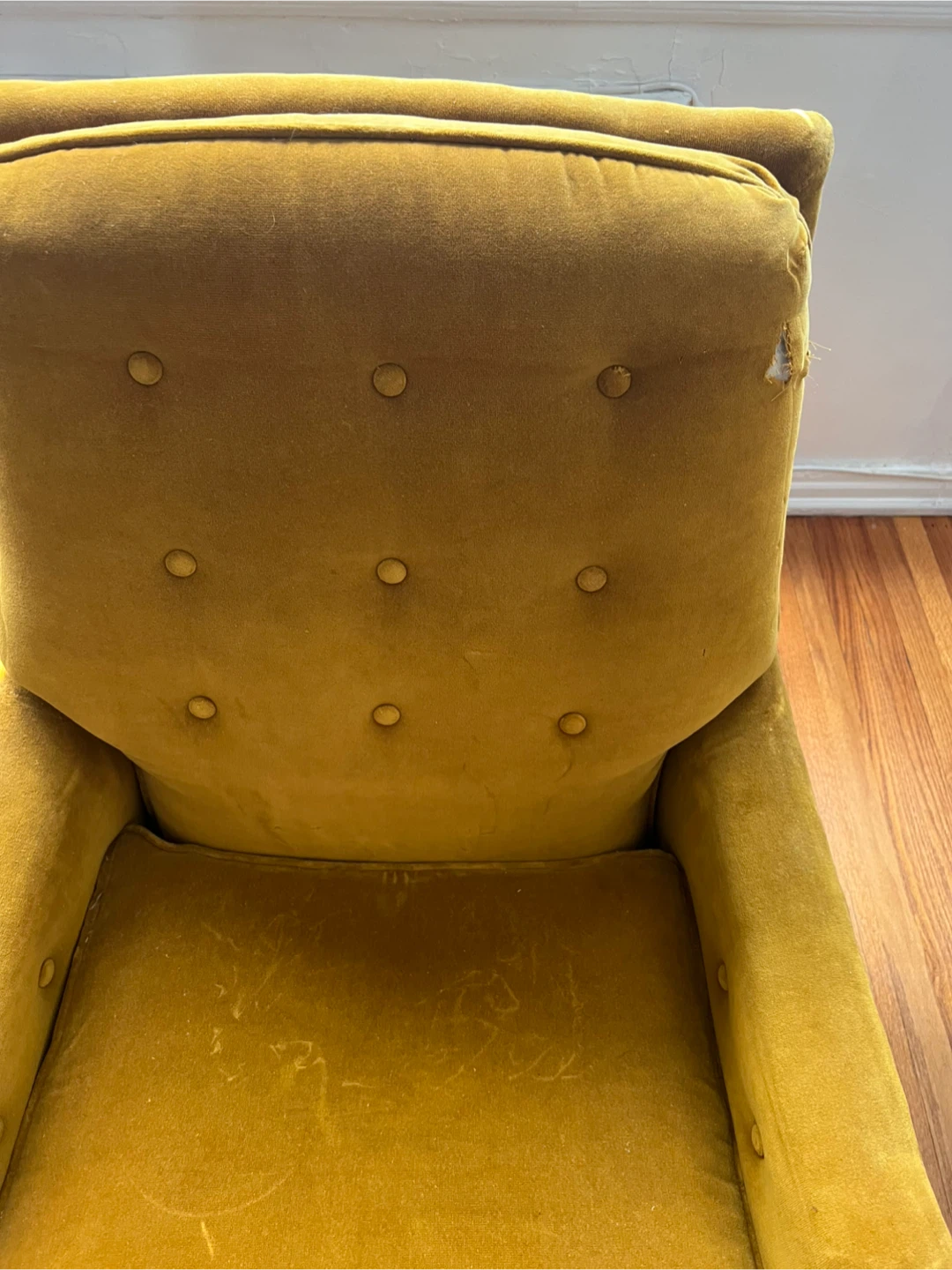 Vintage Mustard Yellow Velvet rocking  Armchair - photo 2
