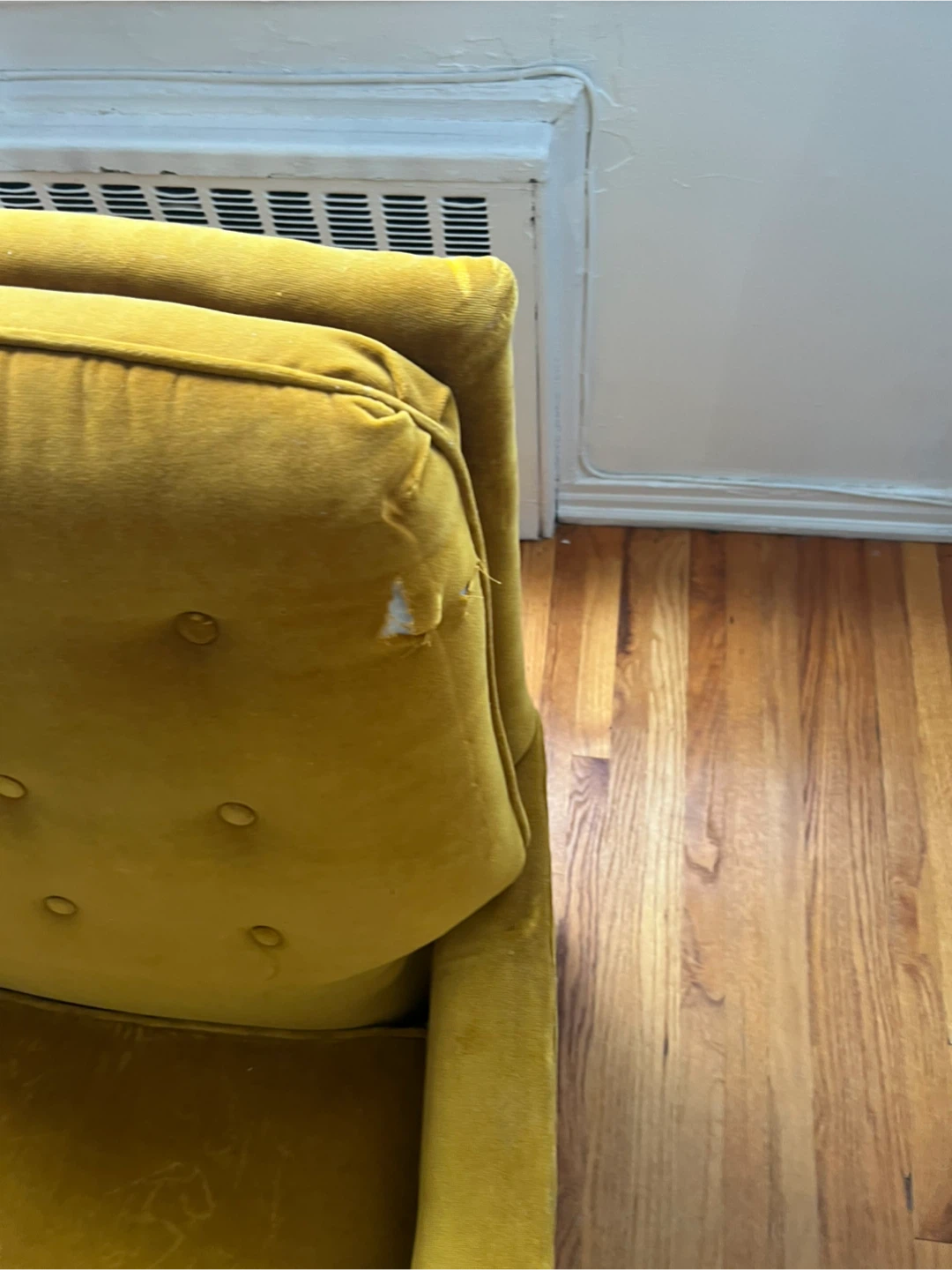 Vintage Mustard Yellow Velvet rocking  Armchair - photo 3