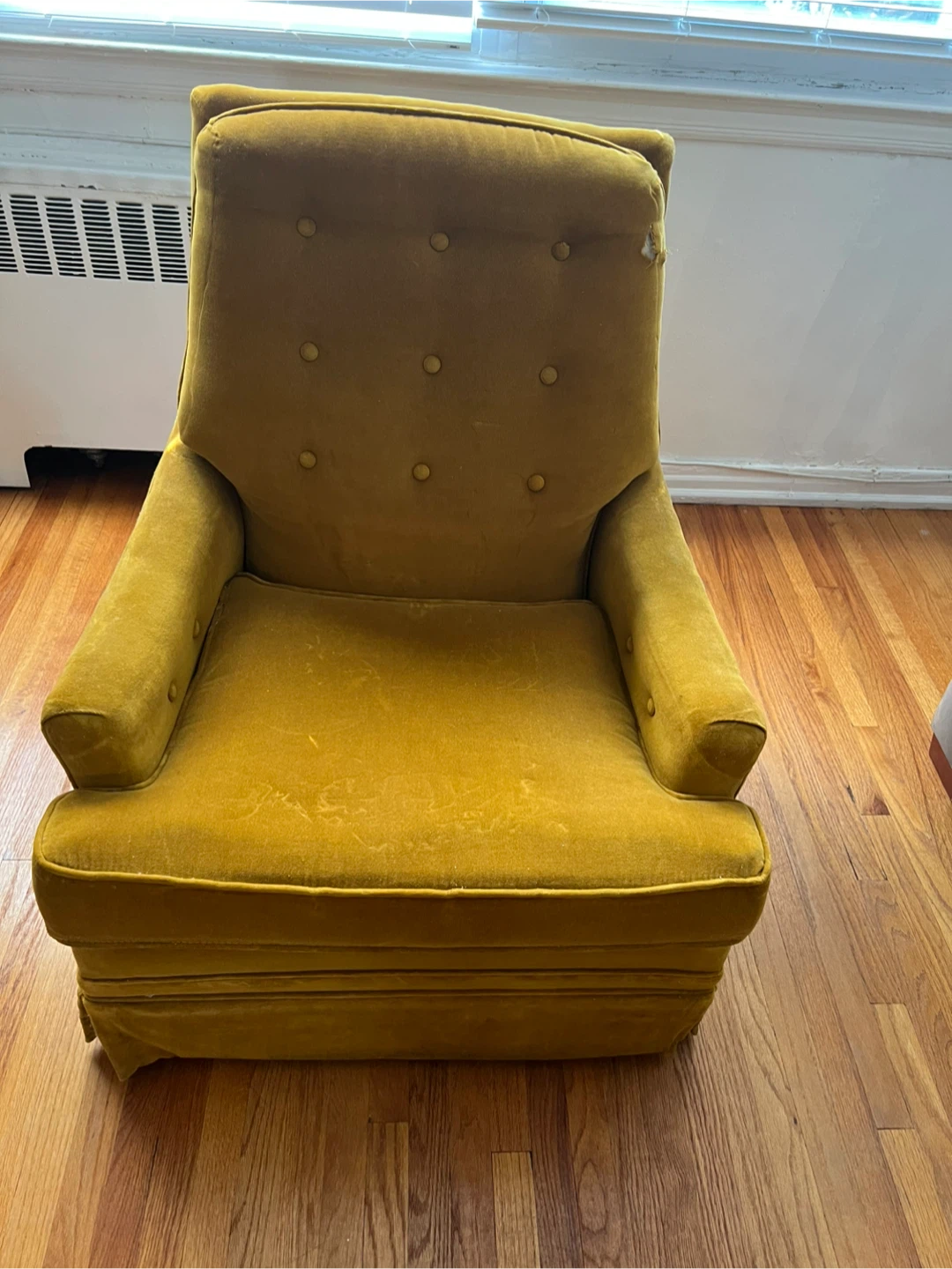 Vintage Mustard Yellow Velvet rocking  Armchair - photo 4
