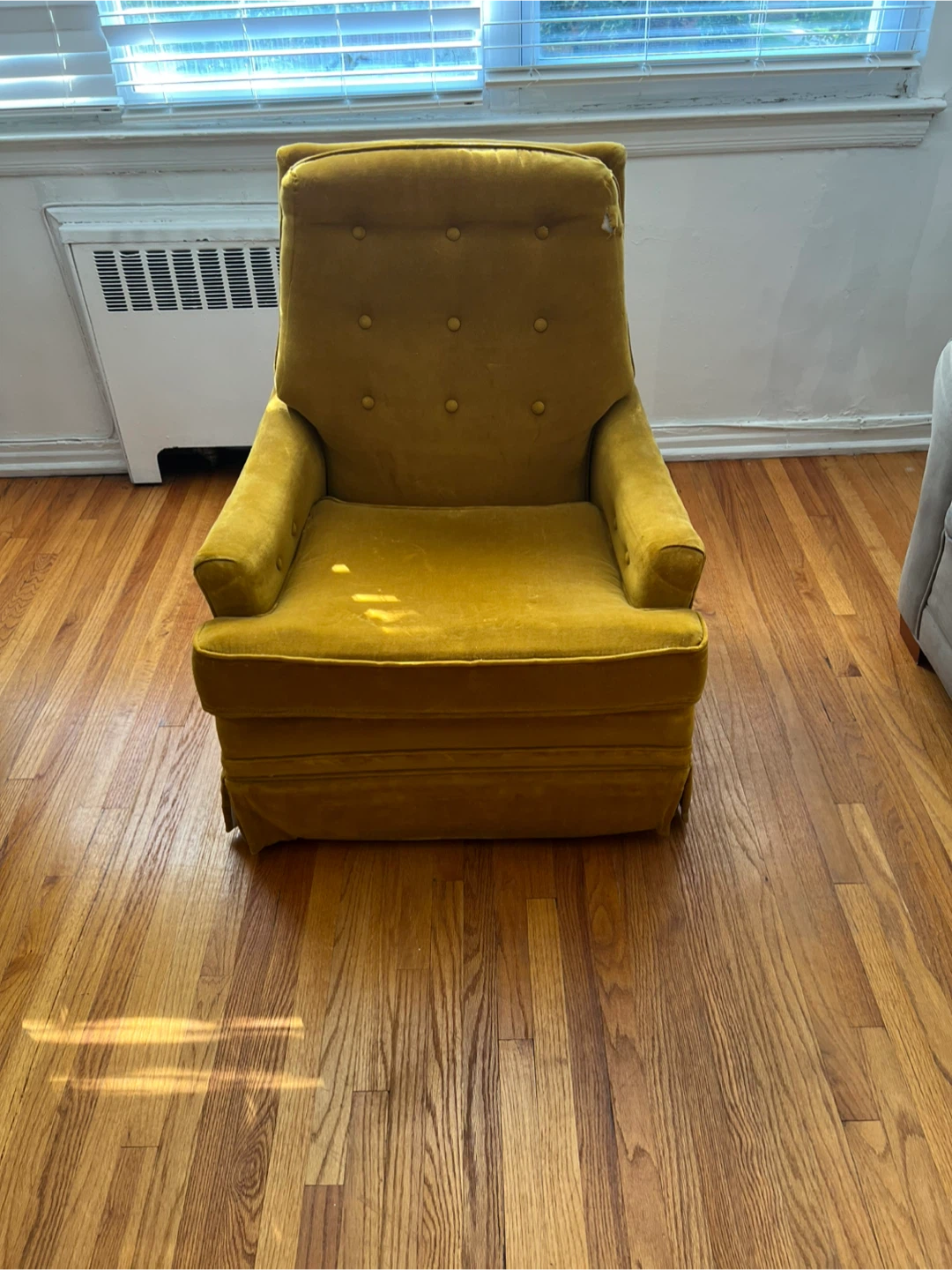 Vintage Mustard Yellow Velvet rocking  Armchair - photo 5