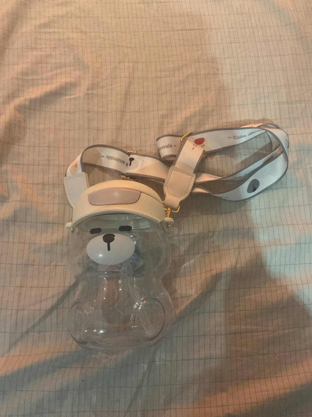 Clear Bear Shaped Water Bottle with Strap