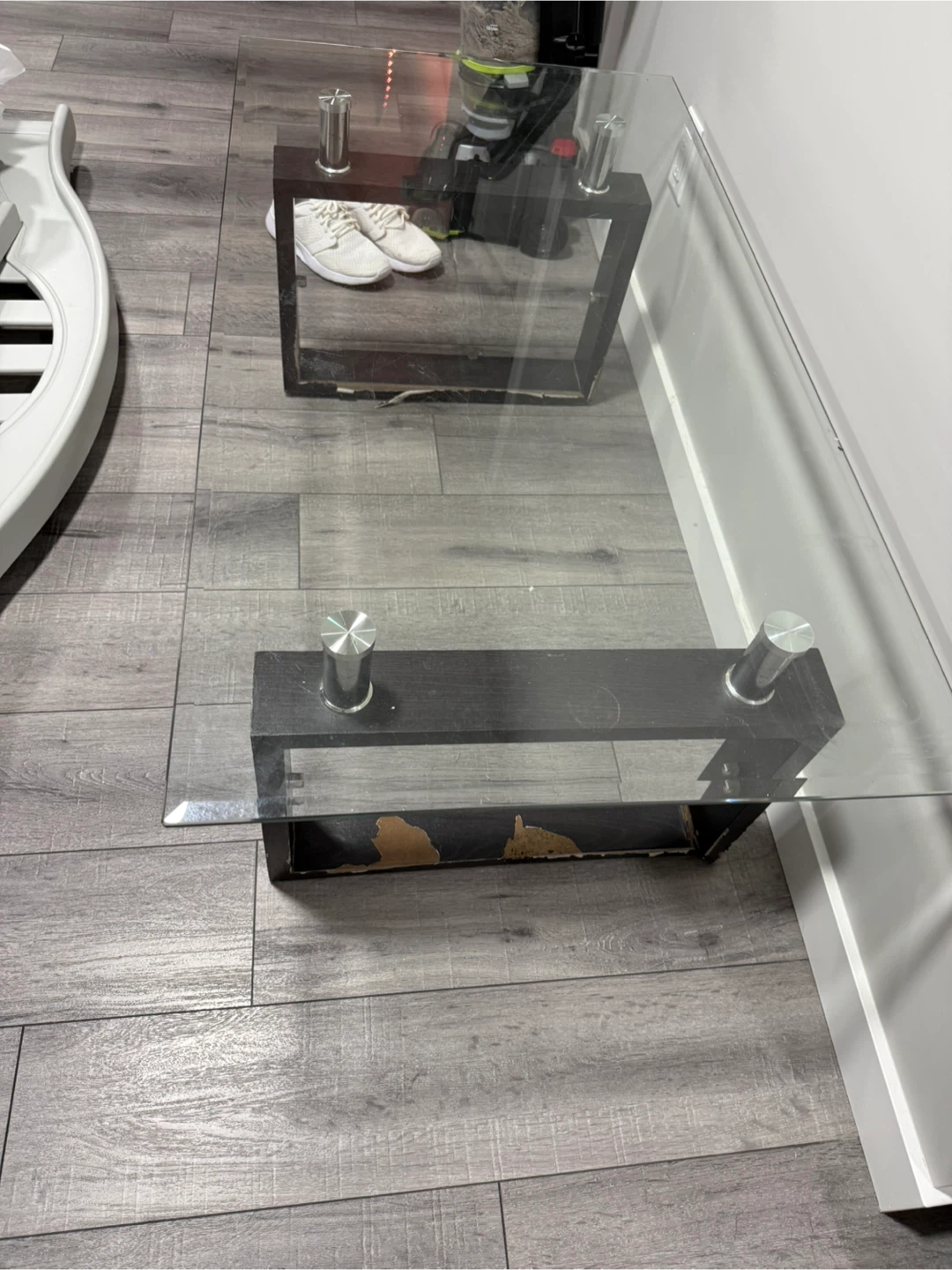 Glass Coffee Table with Dark Wood Base - photo 2