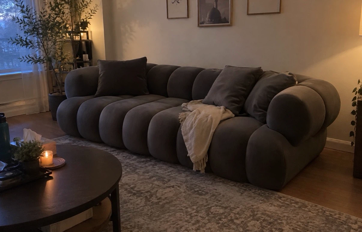 Large Velvet Nordic L Shape Sectional Sofa