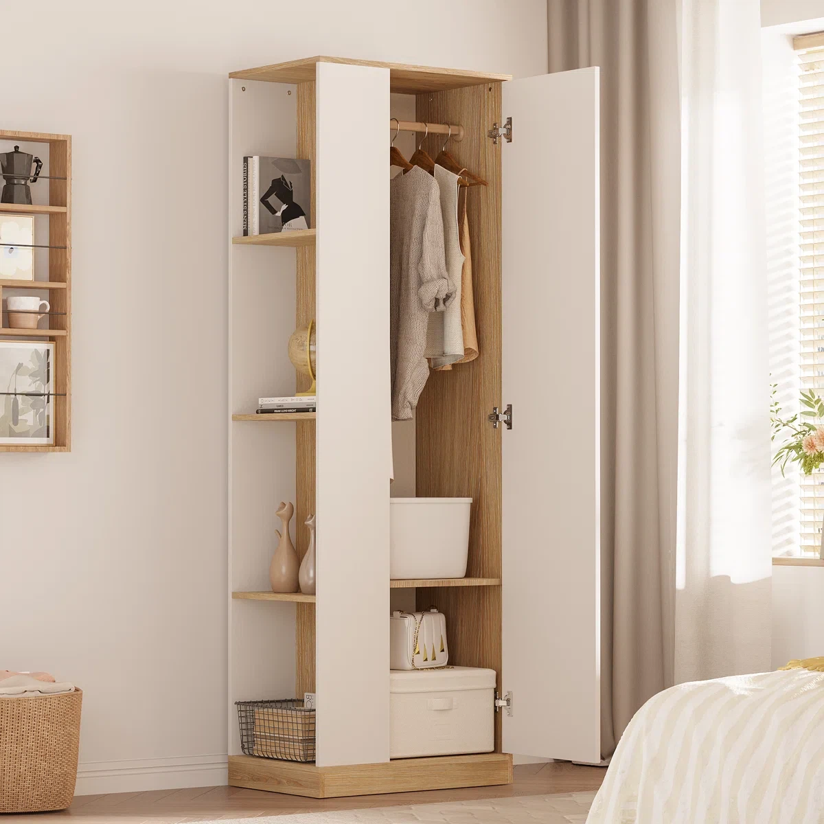 Cabinet with Door and wood wardrobe