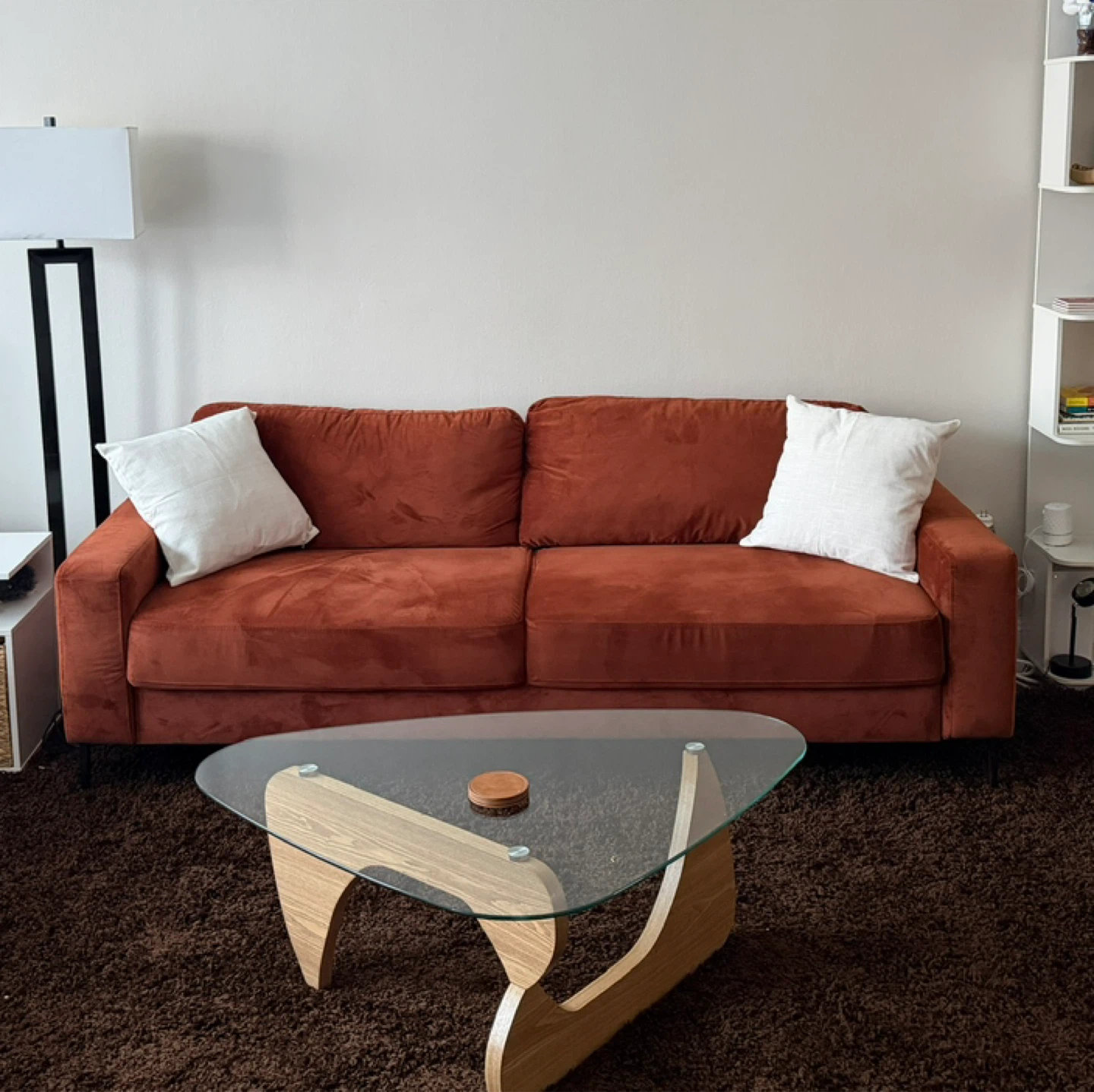 Rust Colored Velvet Sofa