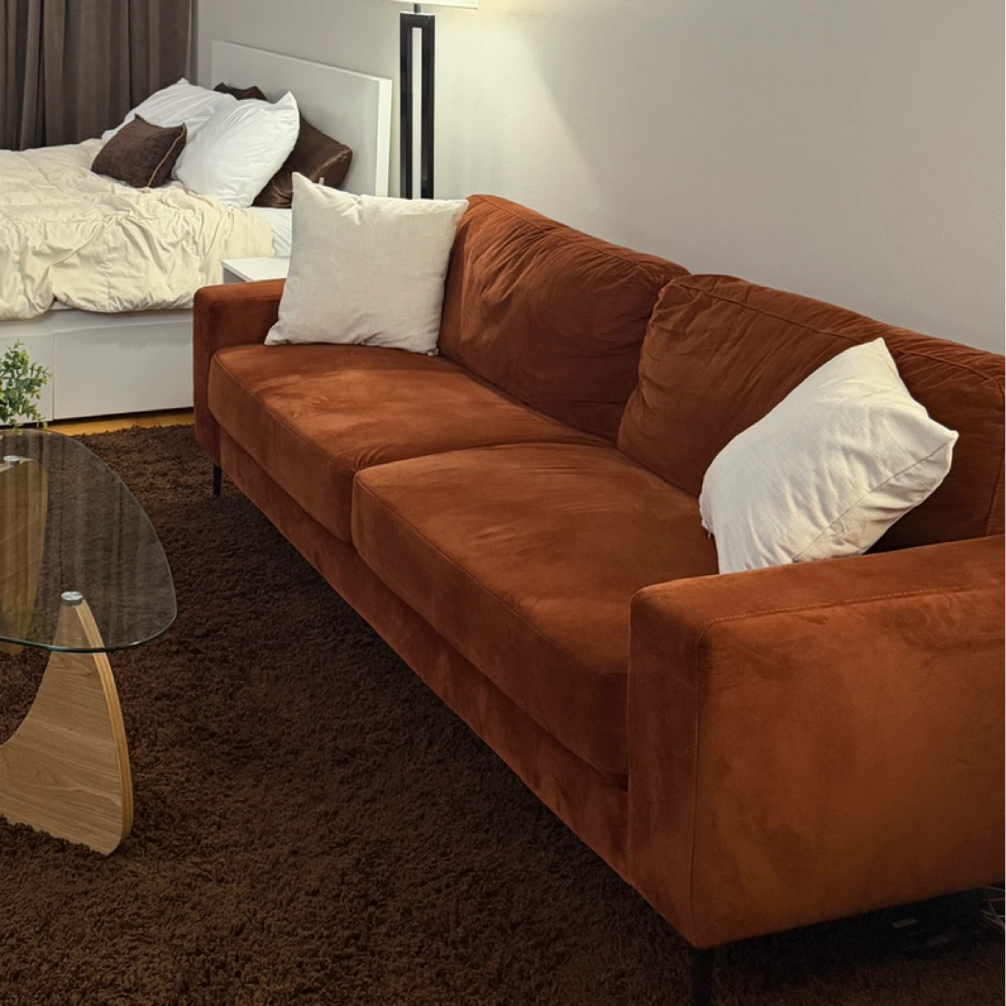 Rust Colored Velvet Sofa - photo 2