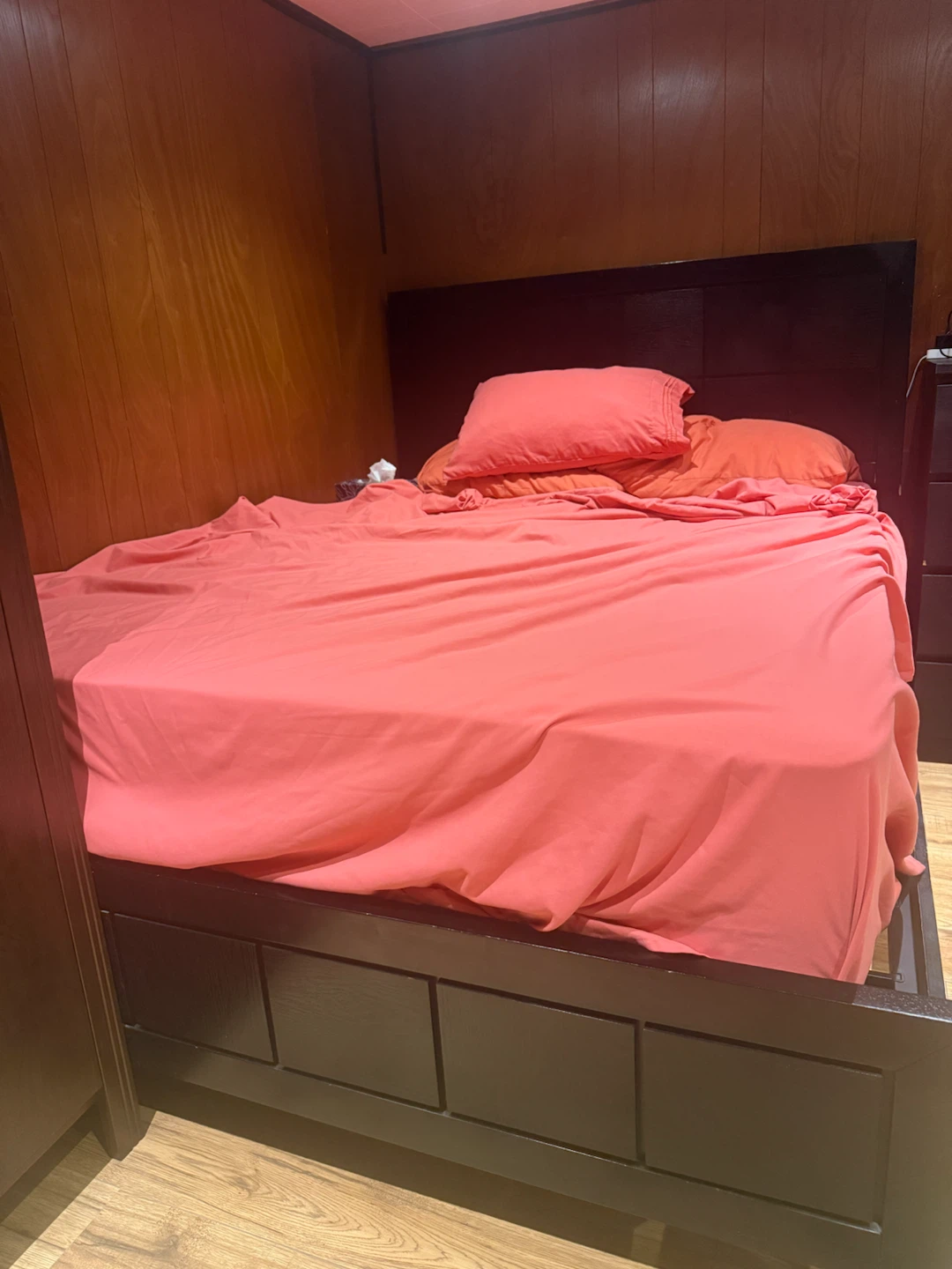 Queen Size Bed Frame & Head Board with metal slat support
