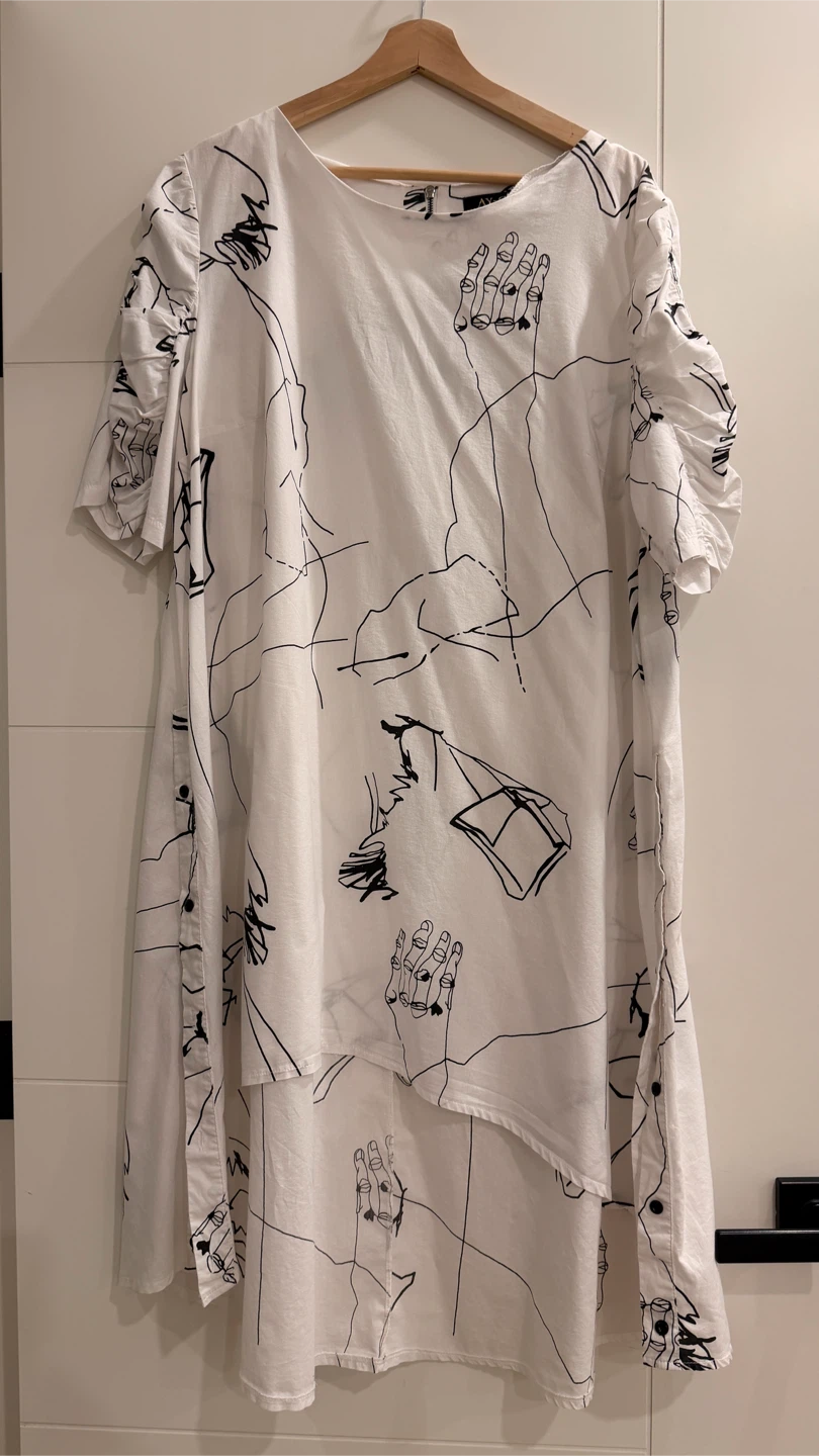 AX Paris White and Black Graphic Print Dress