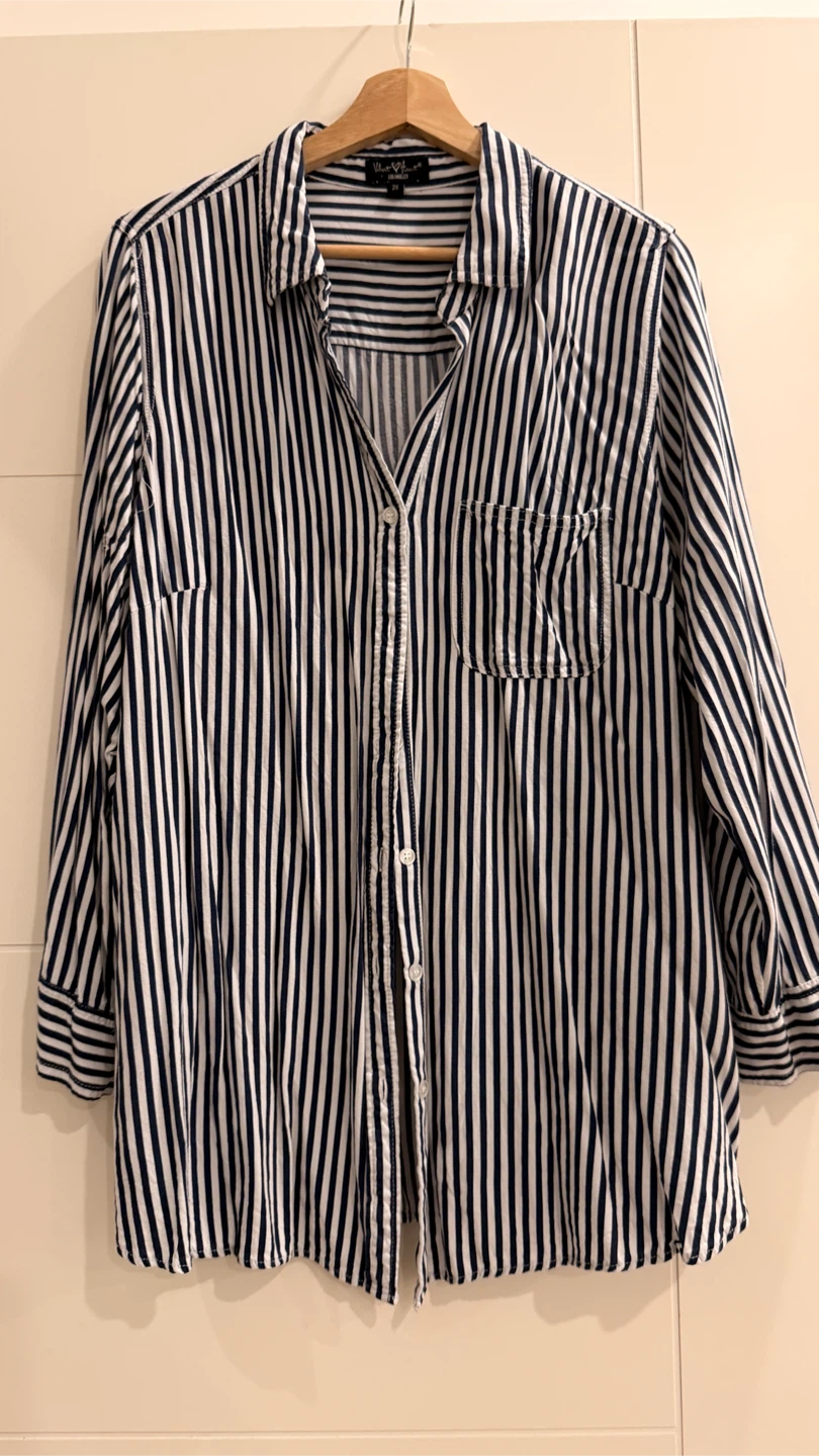 Velvet Heart Navy and White Striped Button-Down Shirt