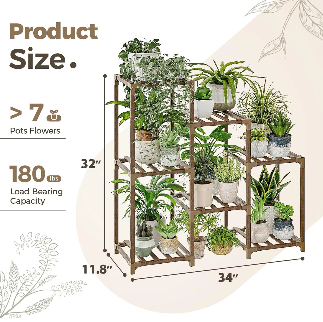 Carbonized Eucalyptus Wood Plant Stand - photo 3