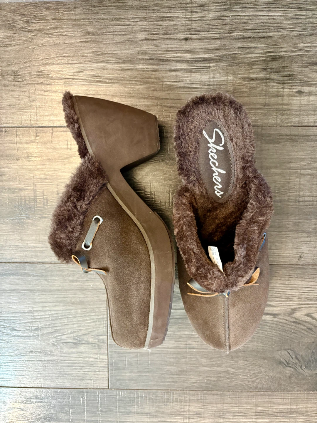 Skechers Fur Lined Suede Clogs