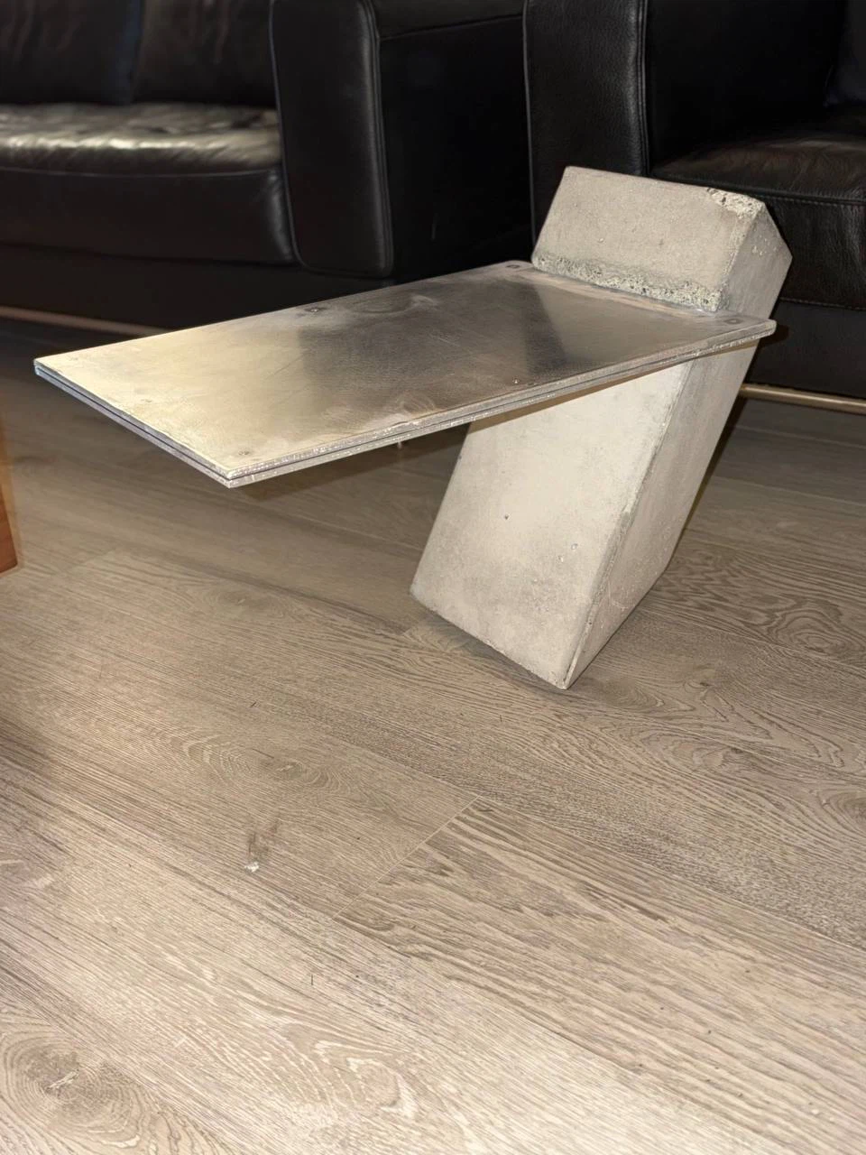 Industrial Style Concrete and Metal Side Table - photo 2