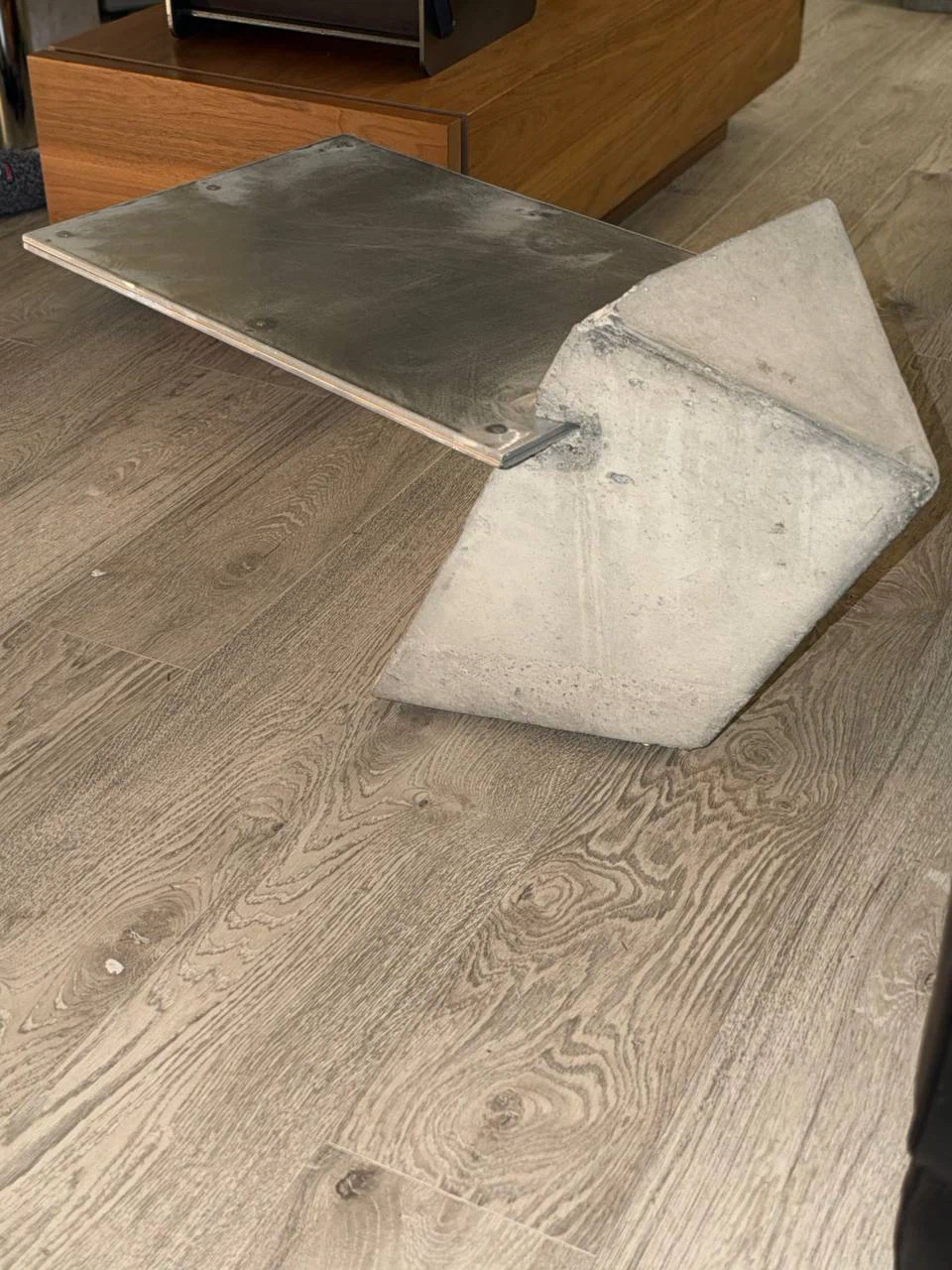 Industrial Style Concrete and Metal Side Table - photo 3