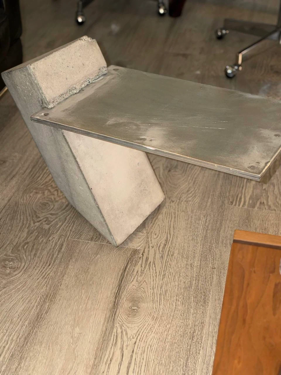 Industrial Style Concrete and Metal Side Table - photo 5