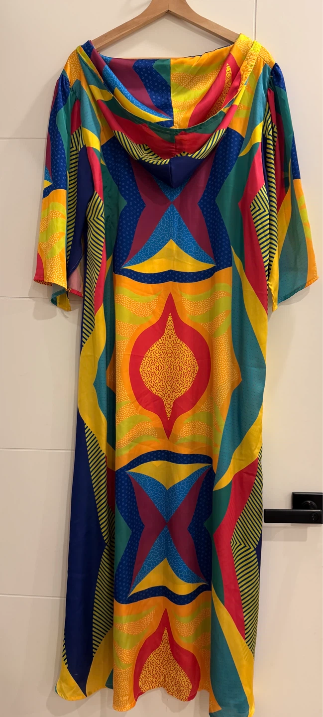 Multicoloured Hooded Kaftan Dress - photo 2