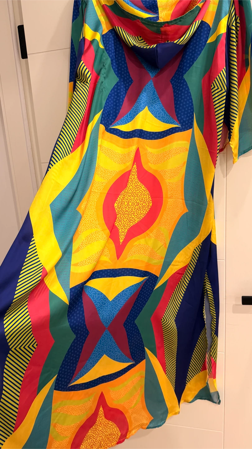 Multicoloured Hooded Kaftan Dress - photo 3