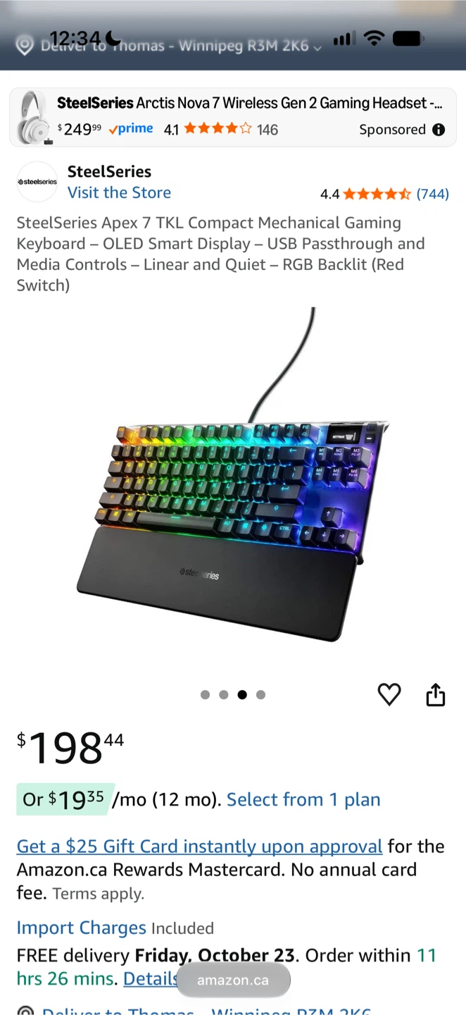SteelSeries Apex 7 TKL Mechanical Keyboard - photo 2