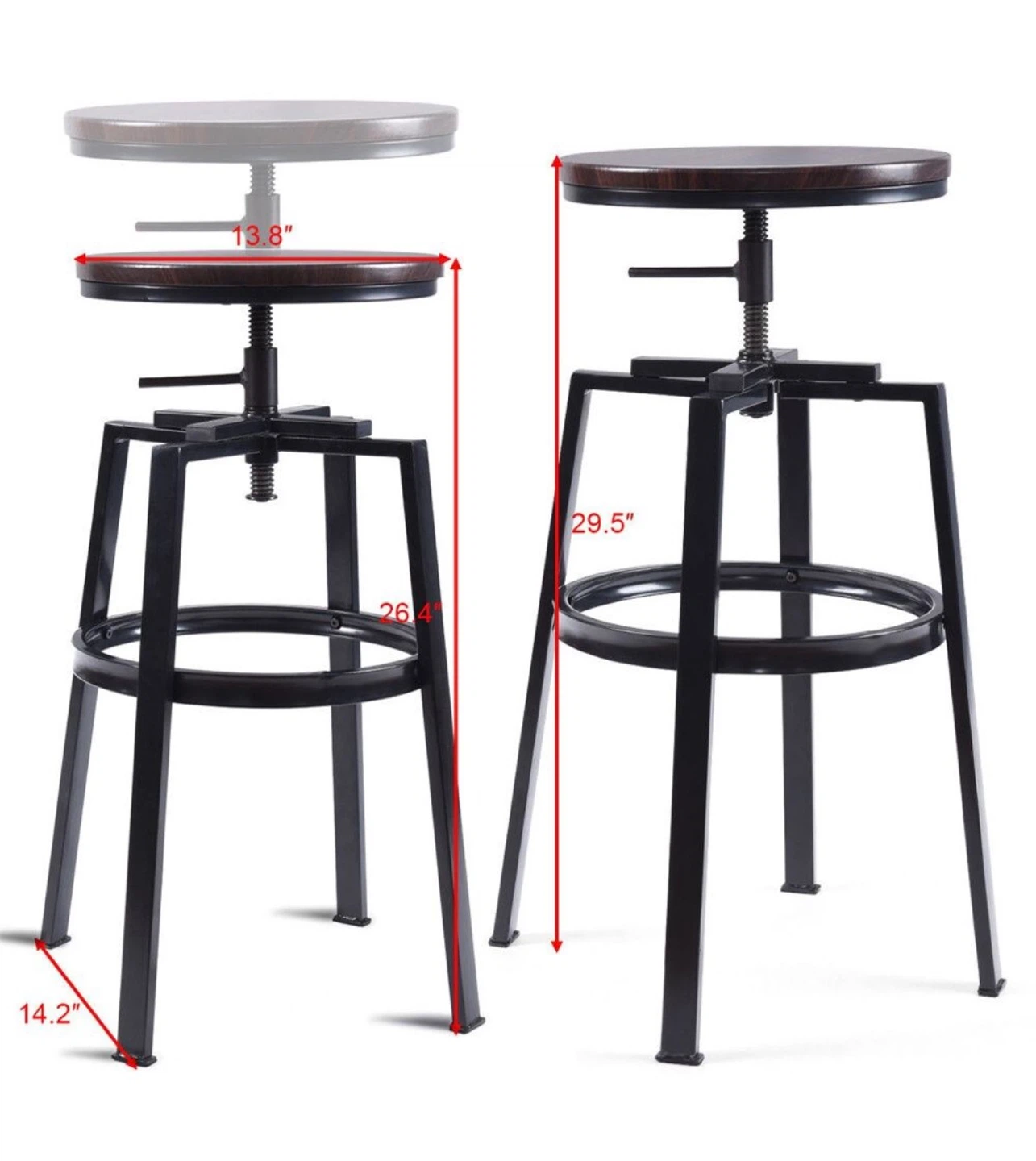 Industrial Adjustable swivel Bar Stools - photo 4