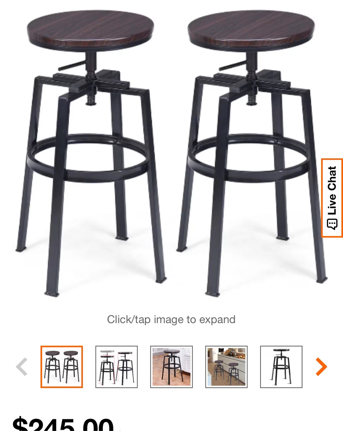 Industrial Adjustable swivel Bar Stools - photo 5