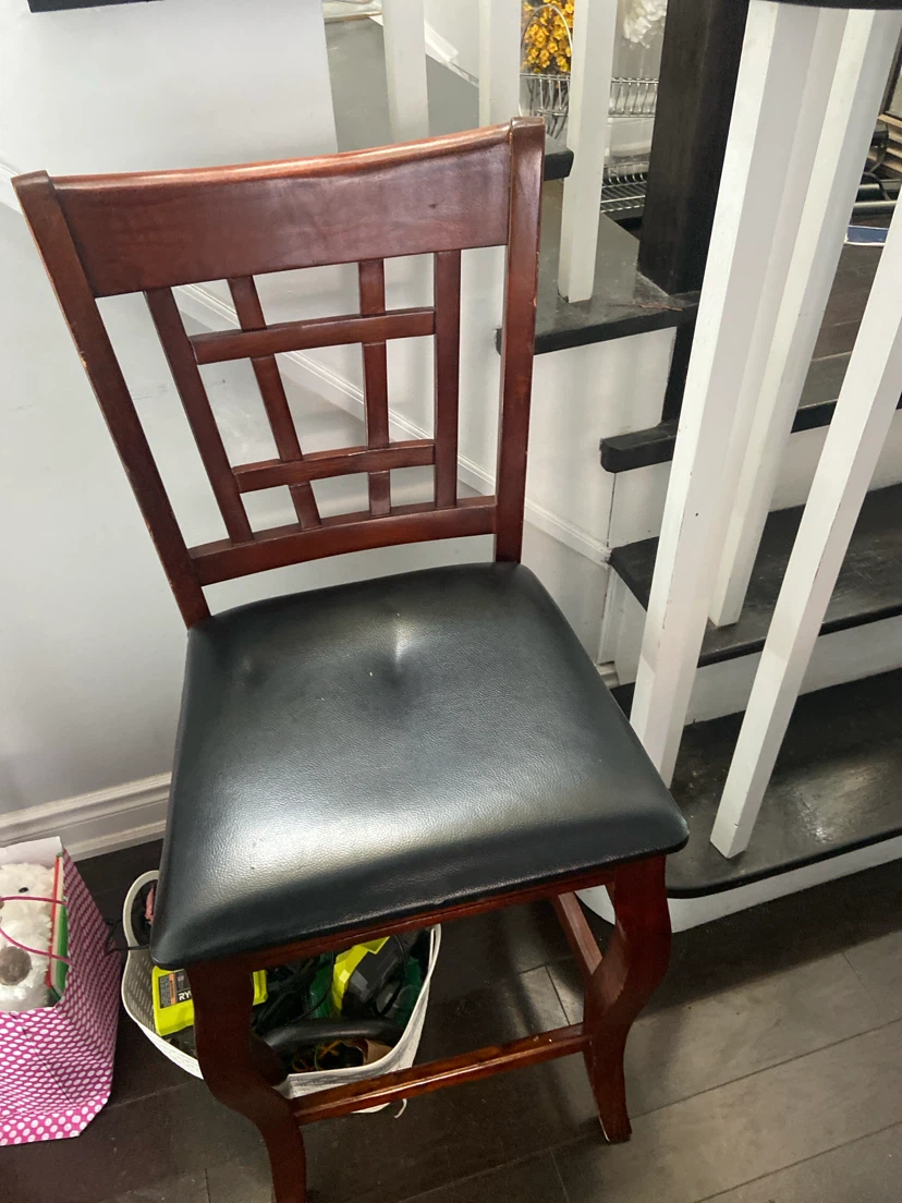 Wooden Bar Stool with Black Seat