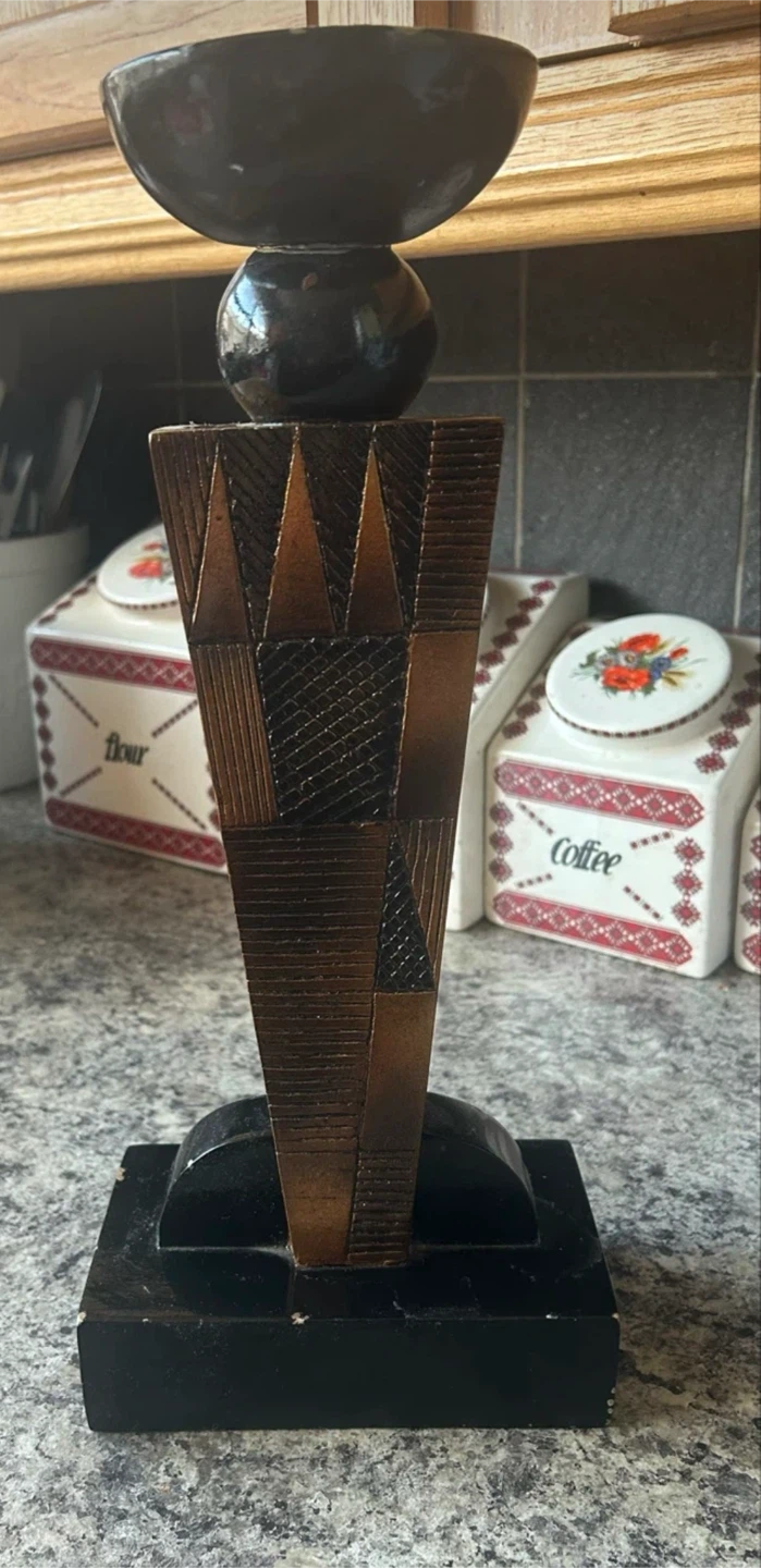 Vintage Postmodern Art Deco Revival Sculptural Candle Holder