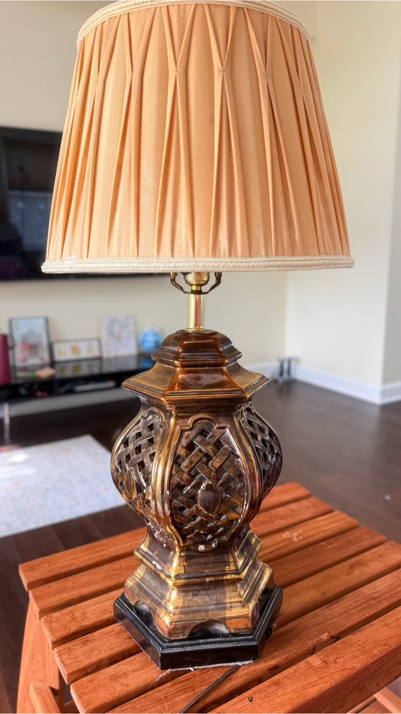 Vintage Style Table Lamp with Pleated Shade