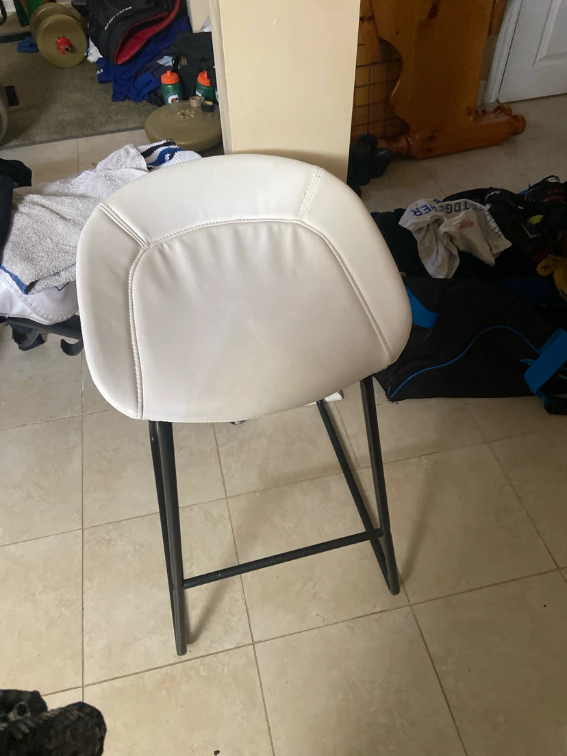 White Faux Leather Bar Stool