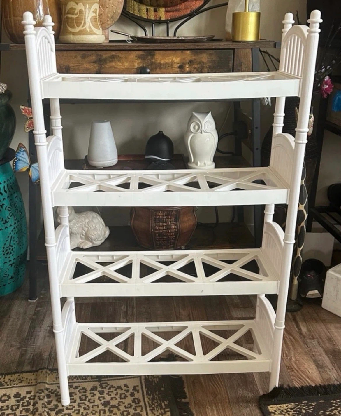 White Four-Tier Plastic Storage Shelf - photo 2