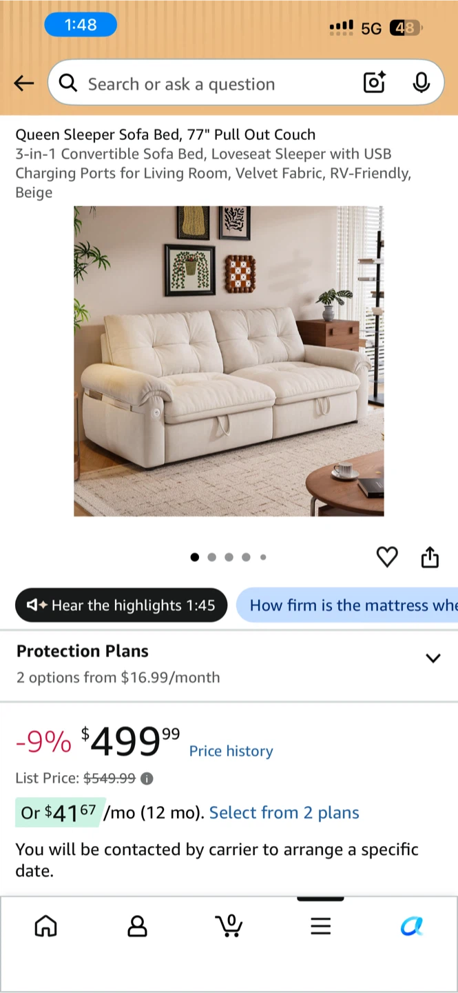 New Queen Sleeper Sofa Bed 77" Pull Out Couch