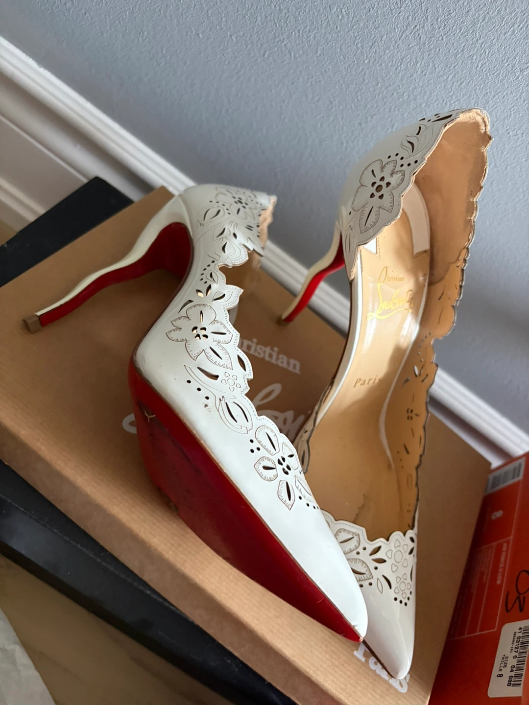 Christian Louboutin White Laser-Cut Heels - photo 2