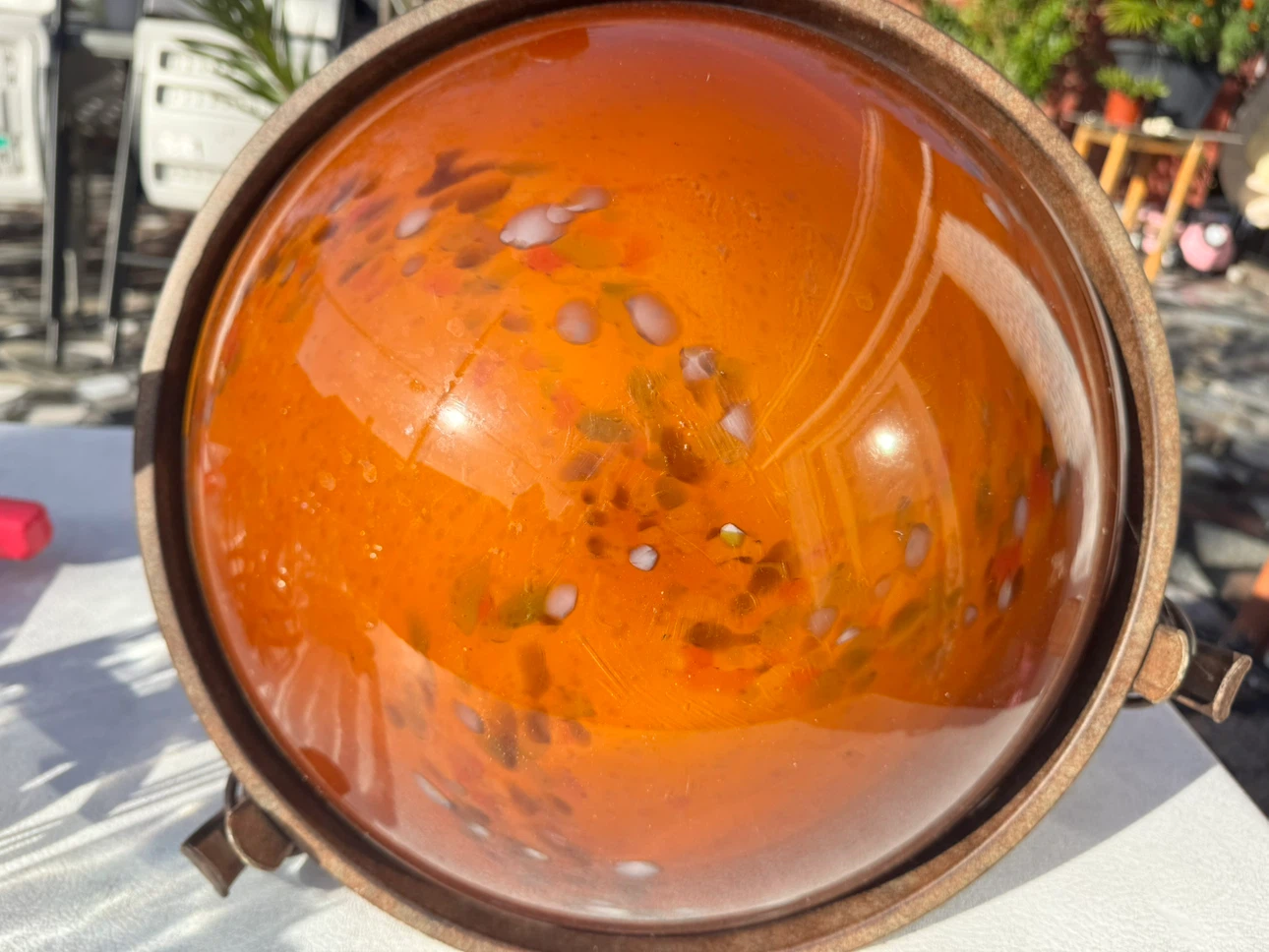 Hampton Bay Amber Glass Ceiling Light Fixture – 14” – Never Used