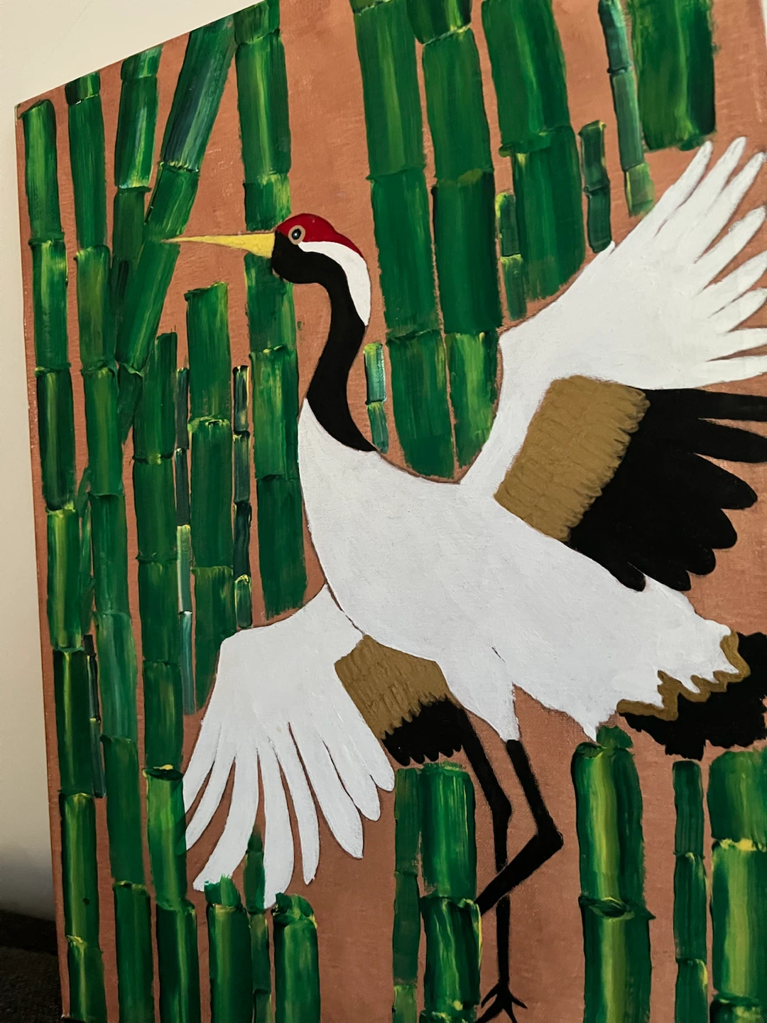 Red-Crowned Crane Large Framed Canvas Painting - photo 5