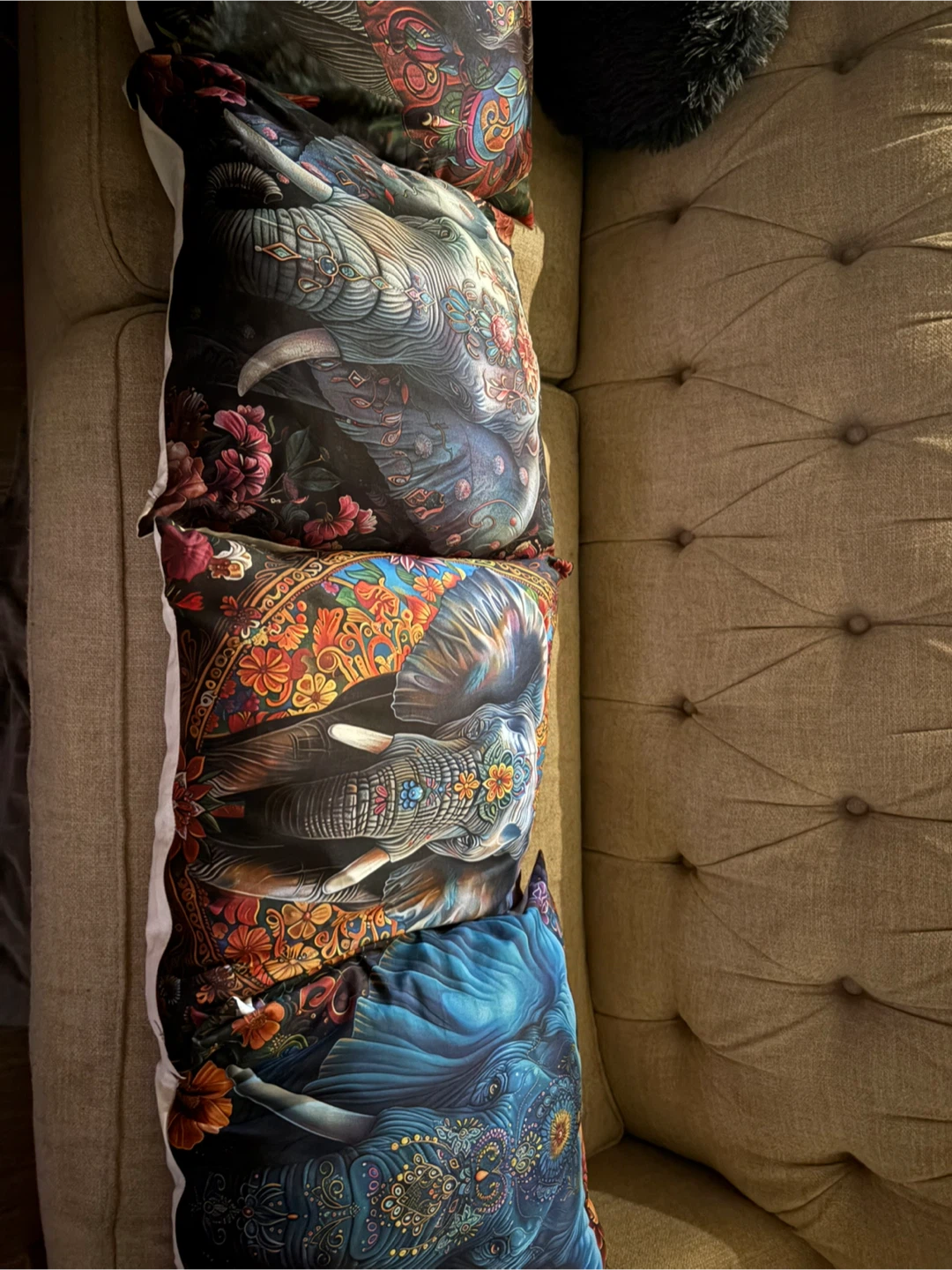 Set of 4 Elephant Throw Pillows
