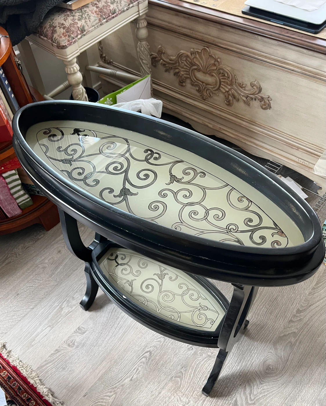 Oval Black Accent Side Table - photo 2