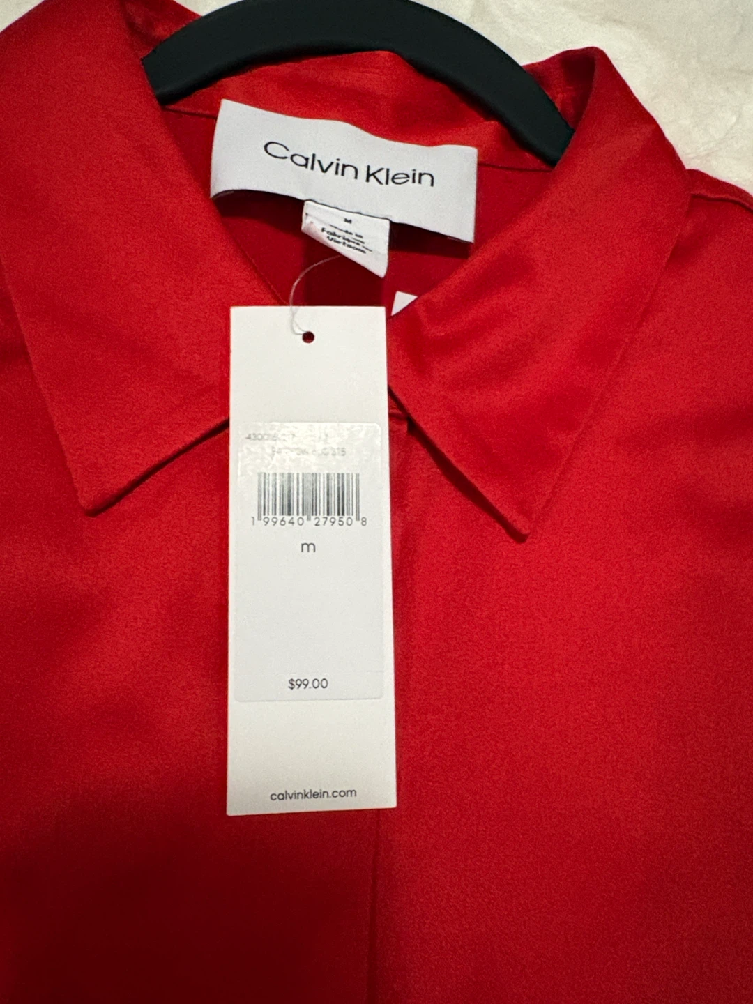 New Calvin Klein Red Button-Down Shirt Size M - photo 2