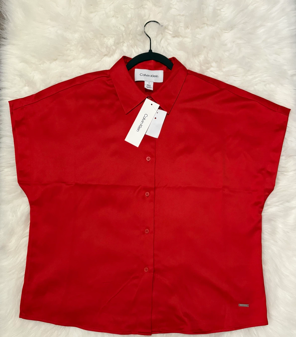 New Calvin Klein Red Button-Down Shirt Size M - photo 3