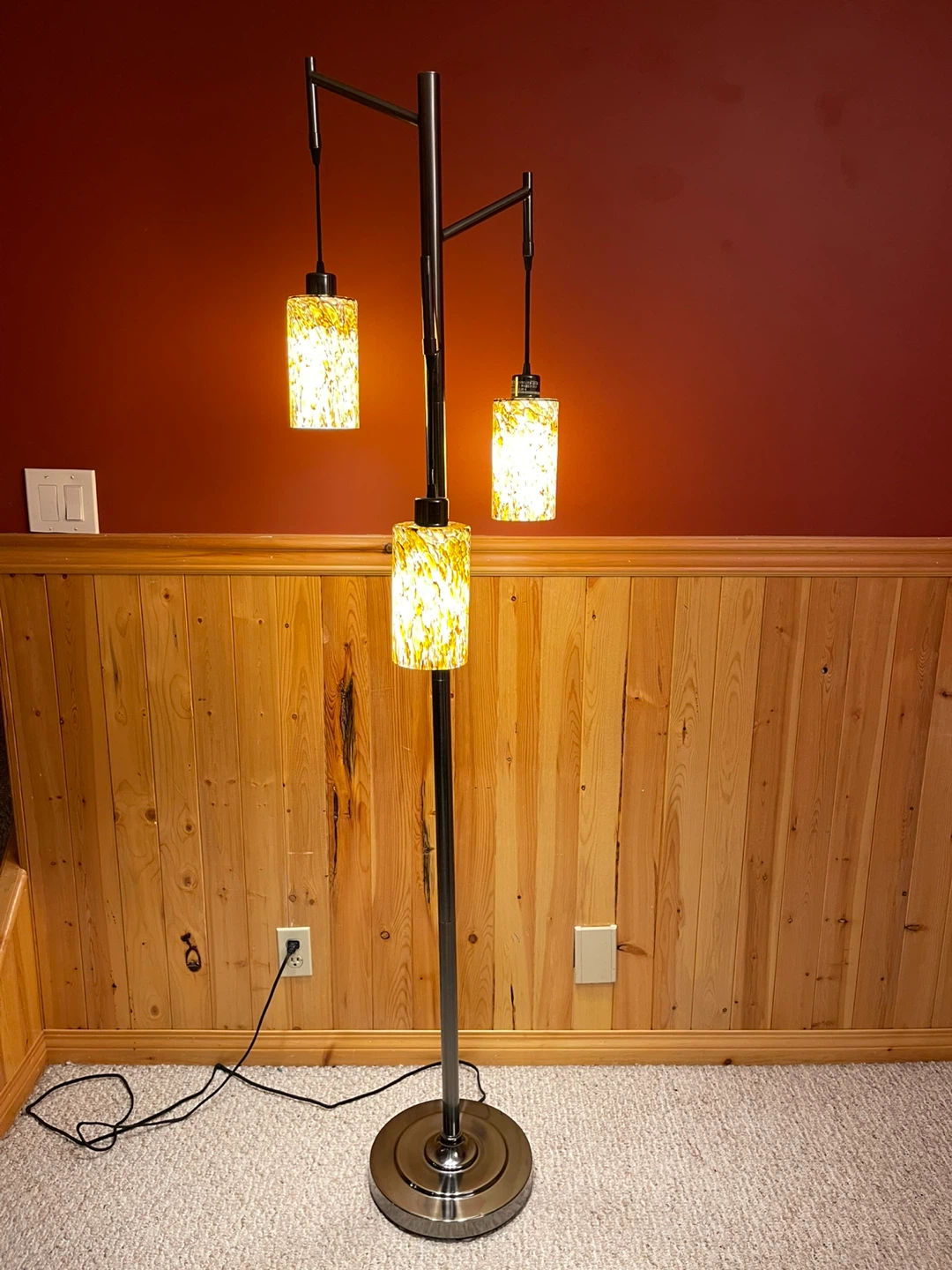 A beautiful 3-shade stained glass floor lamp