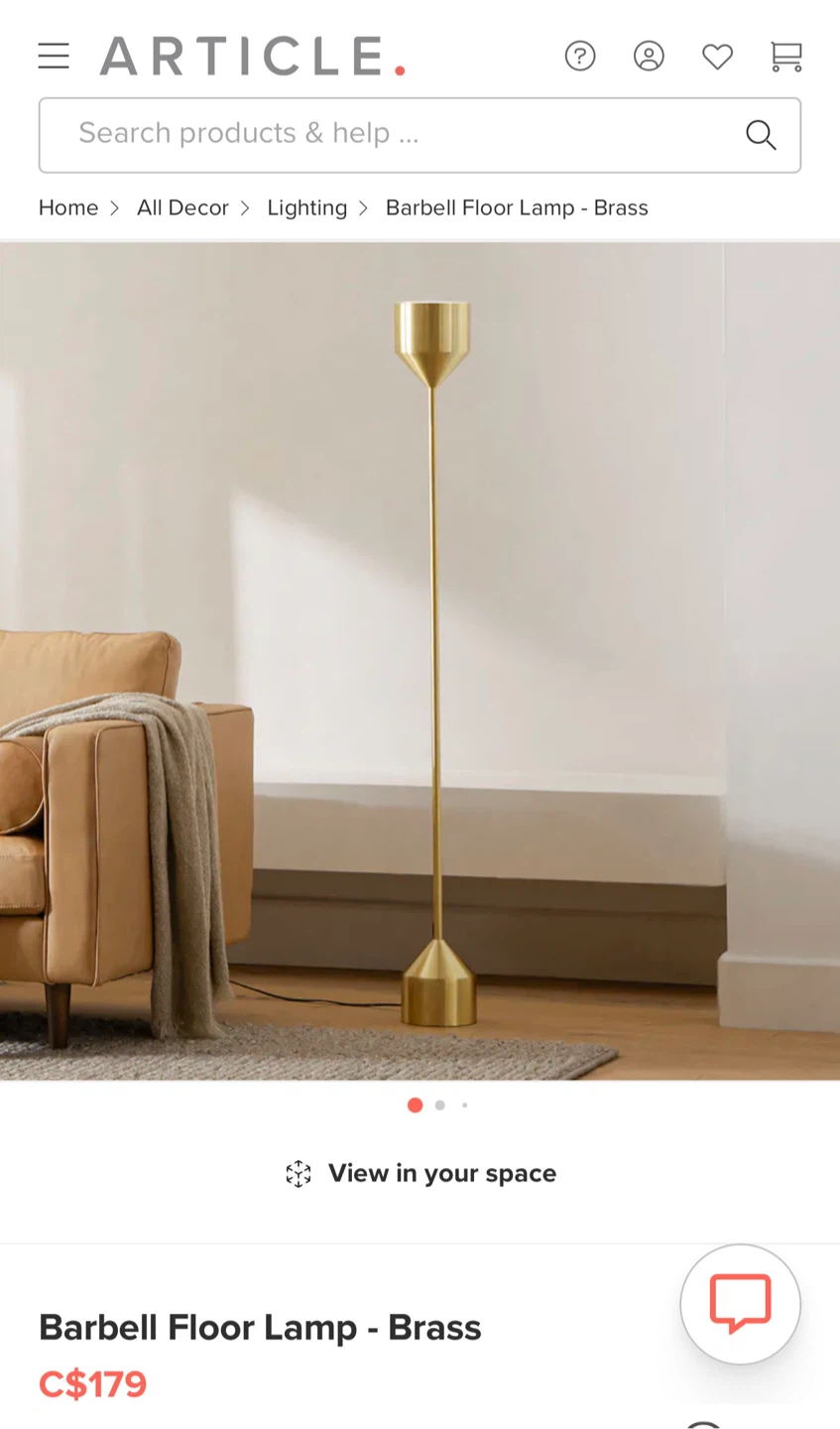 Article Barbell Floor Lamp - Brass