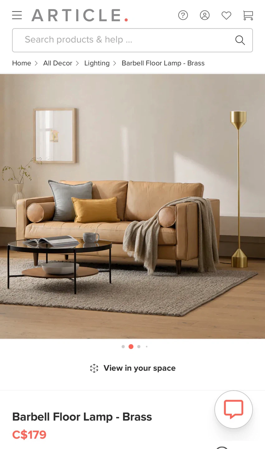 Article Barbell Floor Lamp - Brass - photo 2