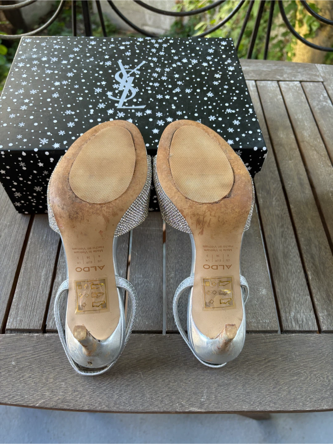 ALDO Silver Rhinestone Heels - Size 6 - photo 2