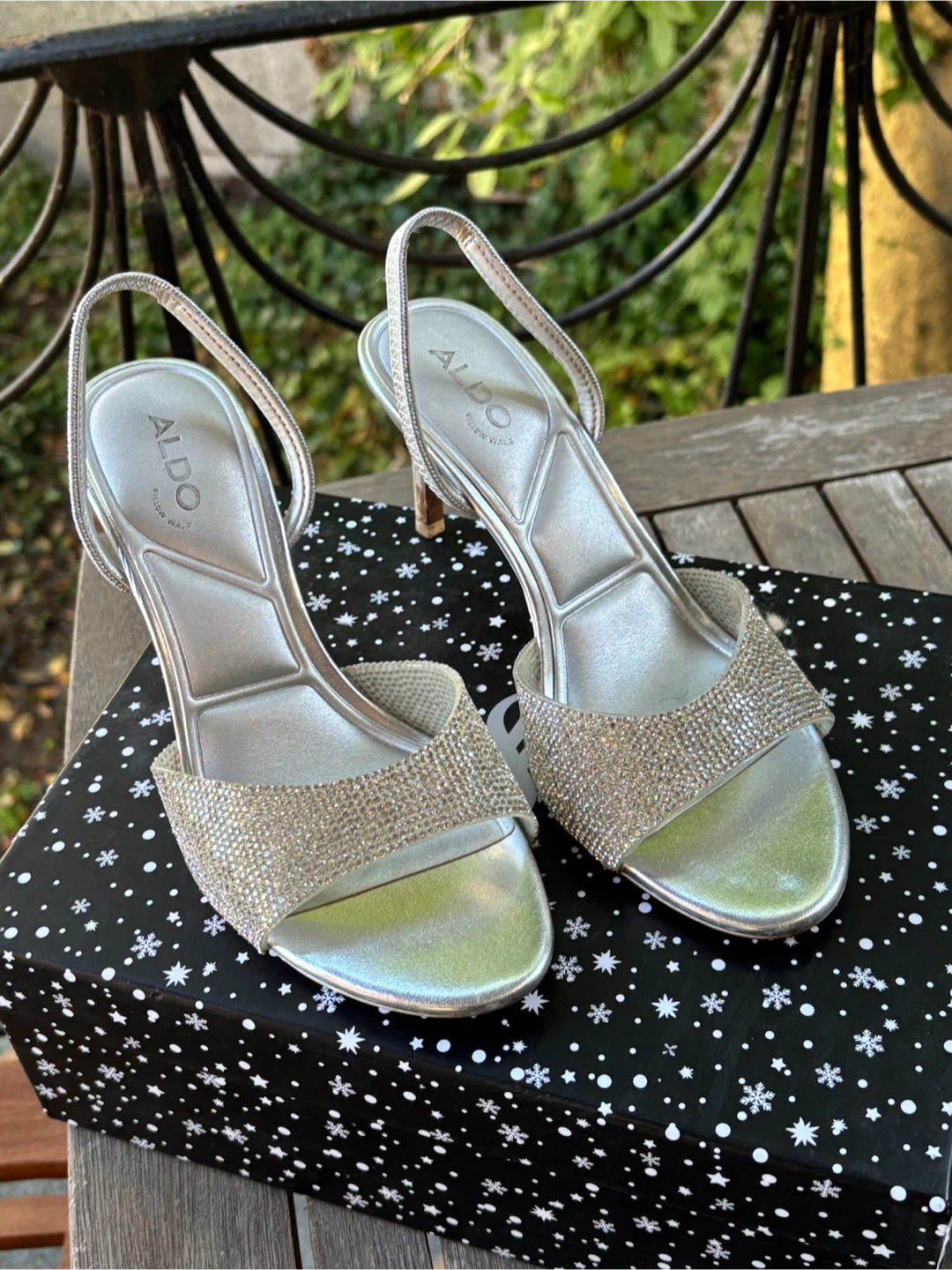 ALDO Silver Rhinestone Heels - Size 6 - photo 3