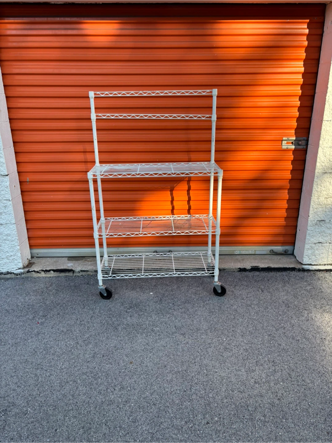 White Wire Shelving Unit on Wheels