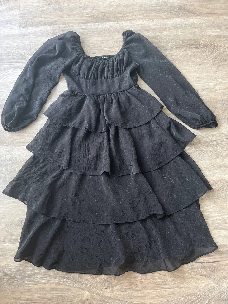 Sparkling Black Tiered Dress