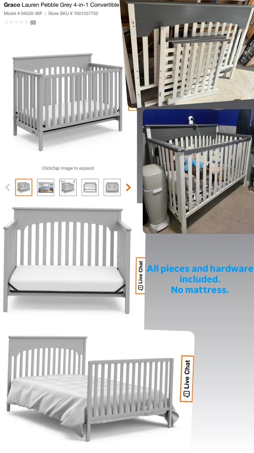 $15 or FREE: 4-in-1 convertible full bed/baby crib