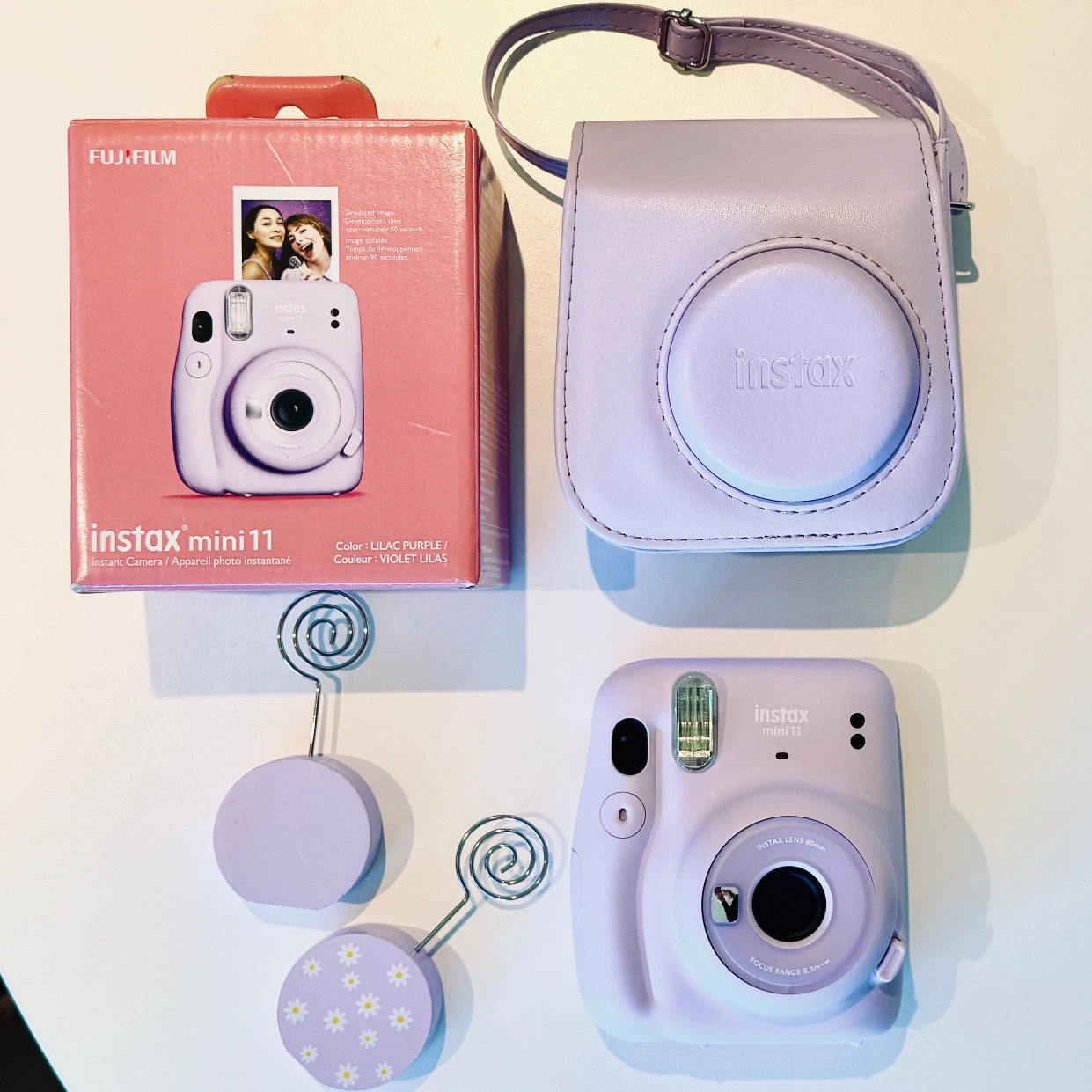 Fujifilm Instax Mini 11 Lilac Purple with box, case & holders