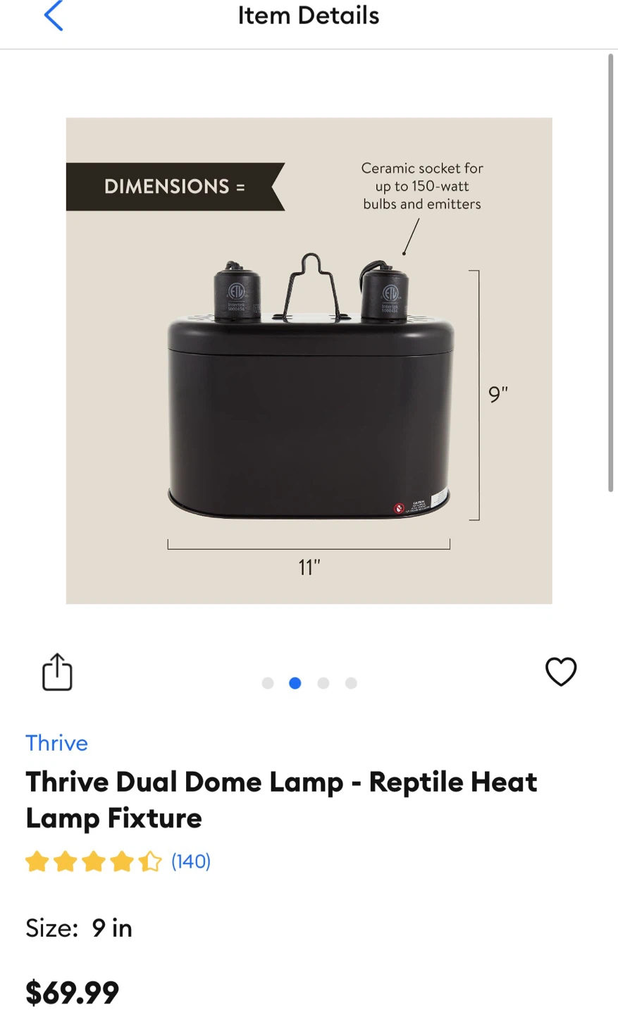 Dual Dome Lamp Reptile Heat Fixture - photo 2