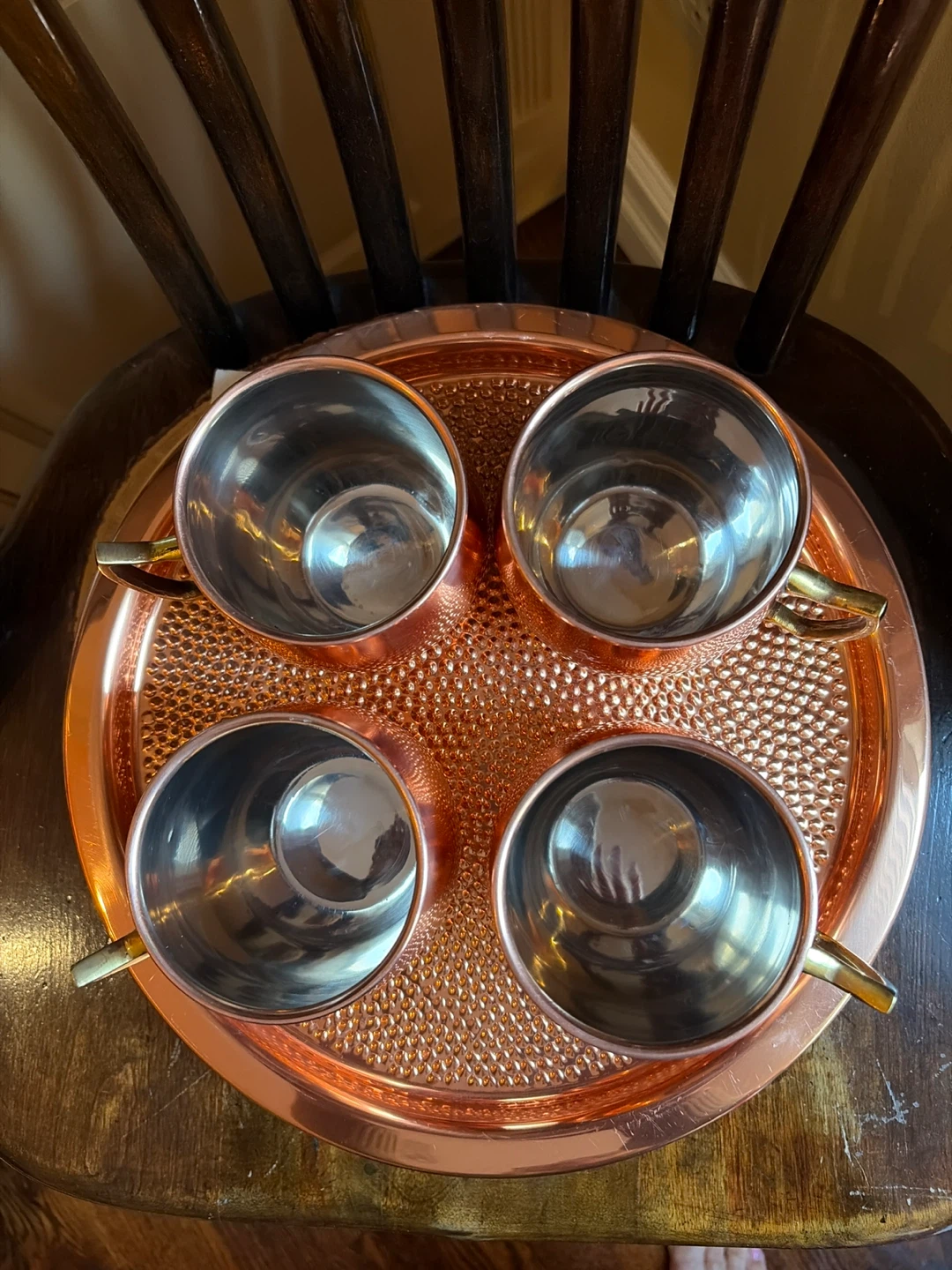 Set of 4 Copper Moscow Mule Mugs with Serving Tray - photo 2