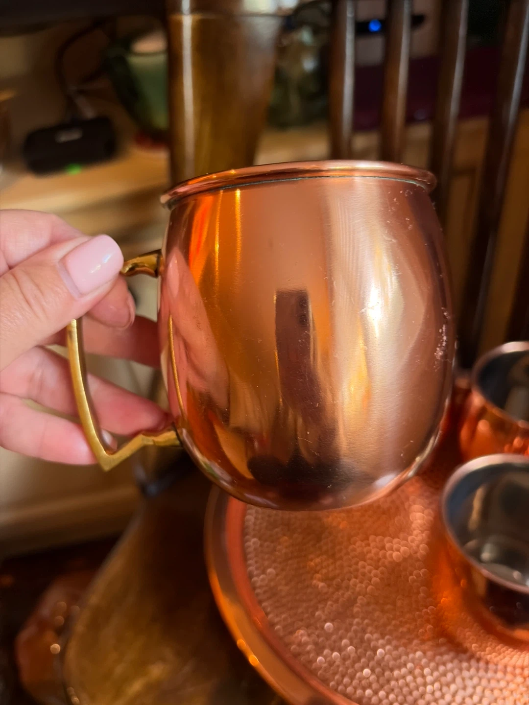 Set of 4 Copper Moscow Mule Mugs with Serving Tray - photo 3