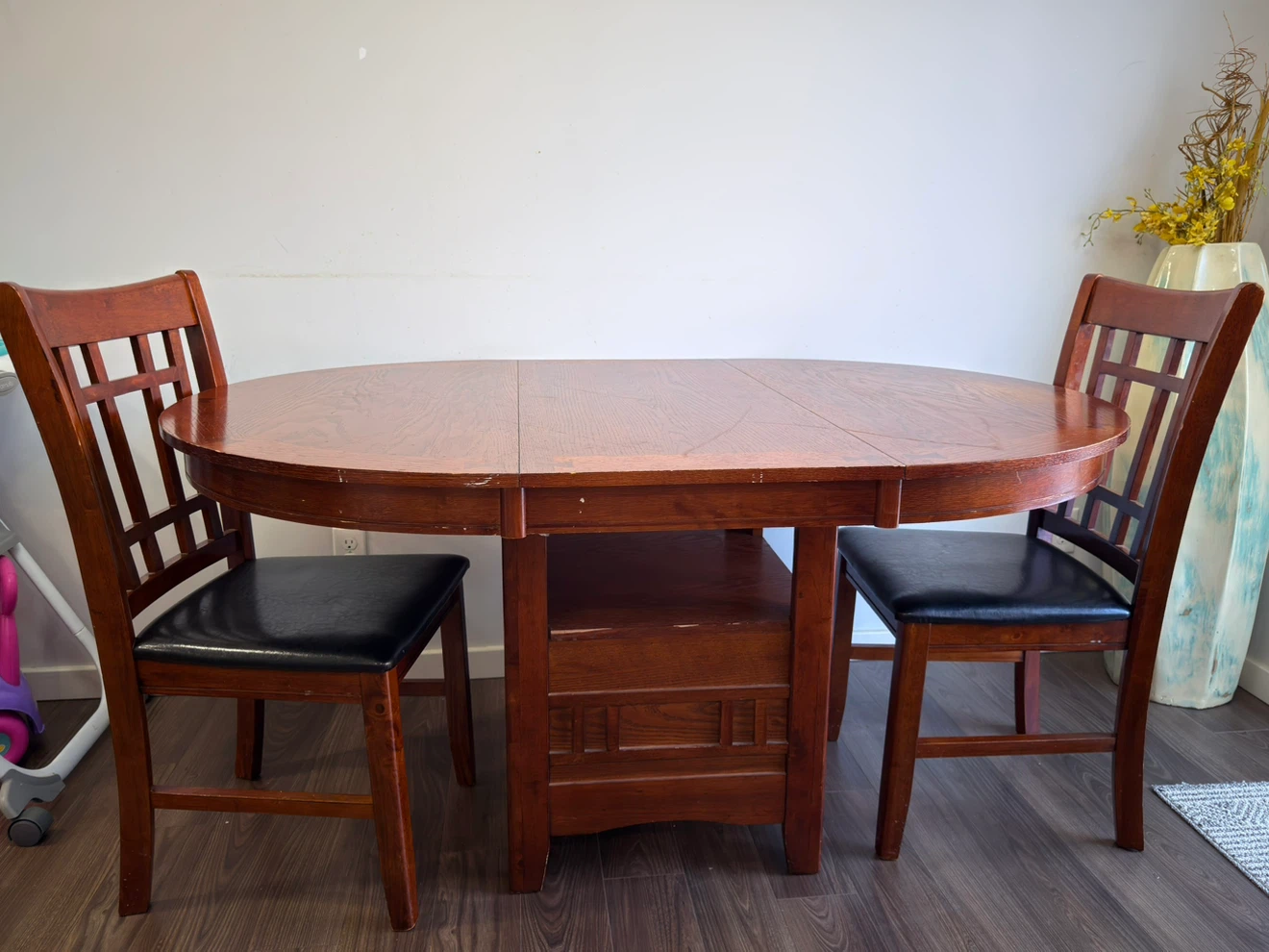 Solid wood round dining table with  4 chairs - photo 3